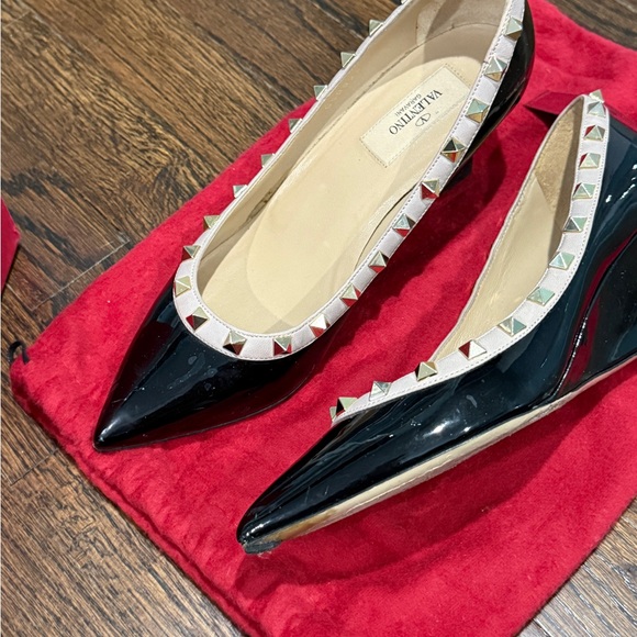 Valentino Black Rockstud wedge heels with original box and dust bag